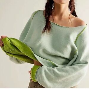 We The Free Midnight Pullover aloe lime combo NWOT